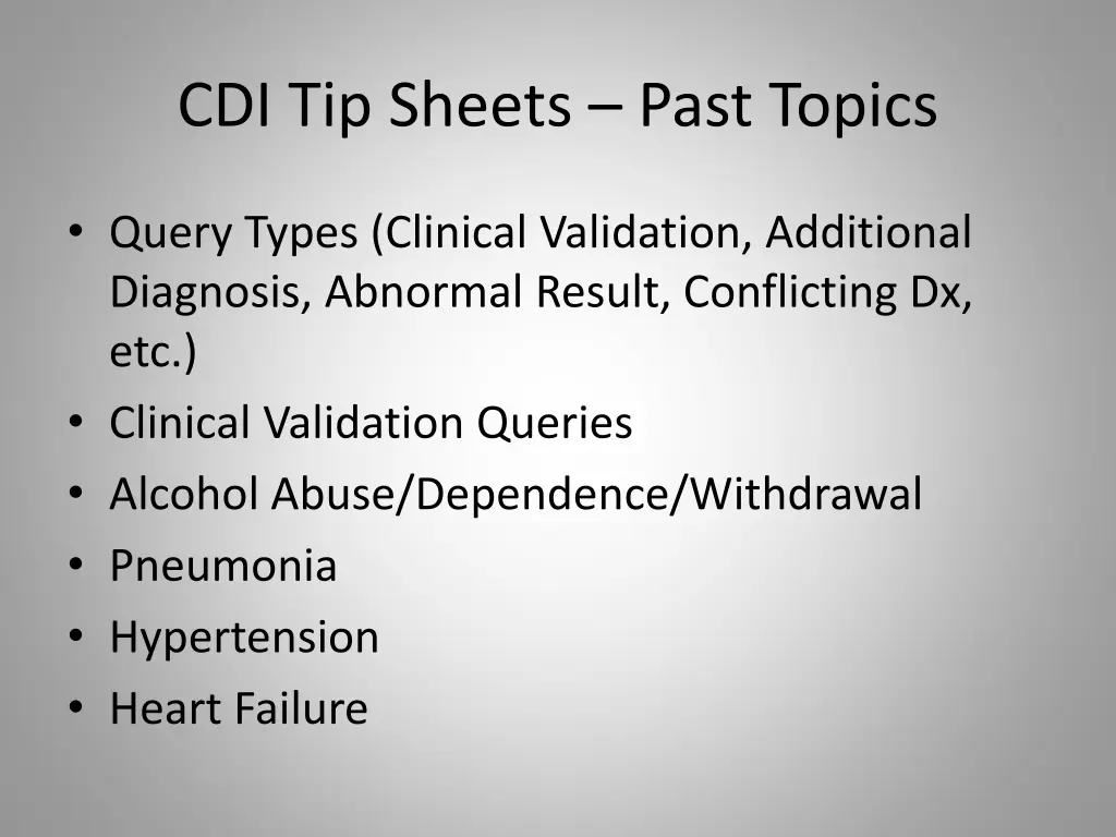cdi tip sheets past topics
