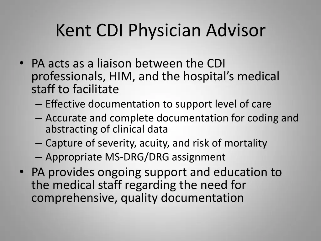 kent cdi physician advisor