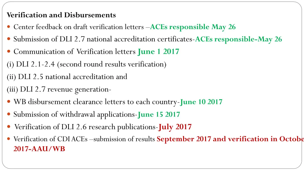 verification and disbursements center feedback