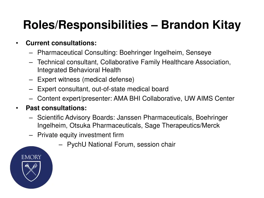 roles responsibilities brandon kitay