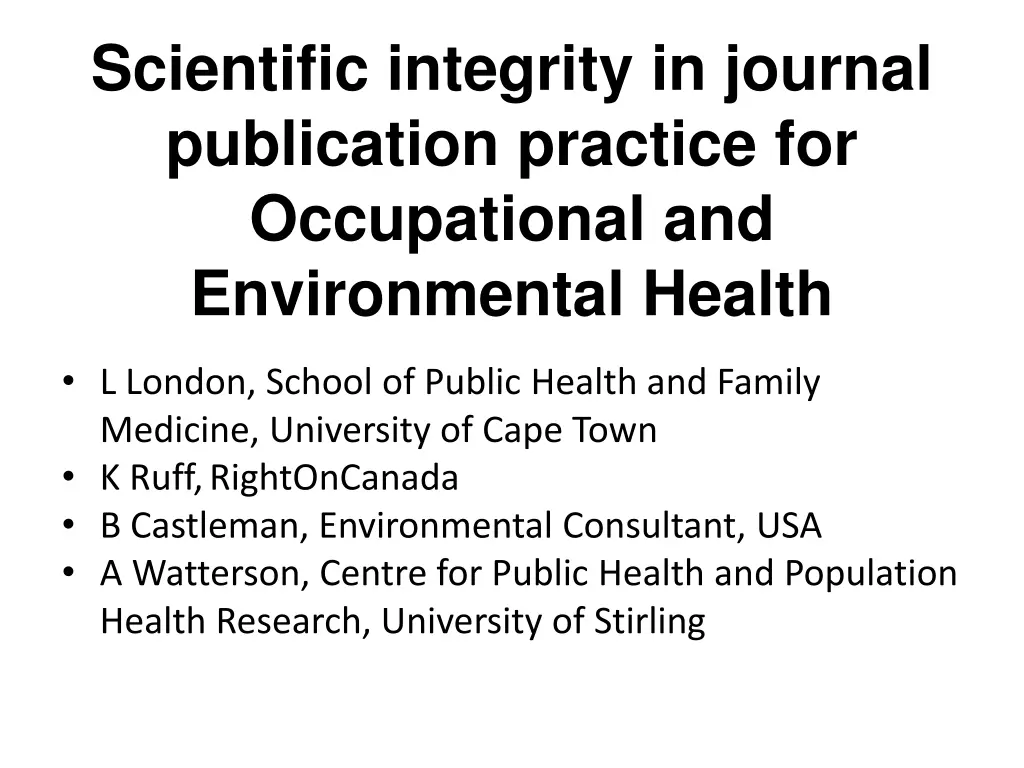 scientific integrity in journal publication