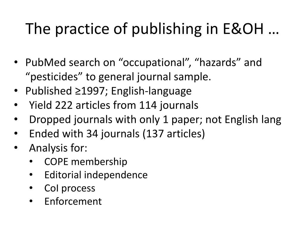the practice of publishing in e oh