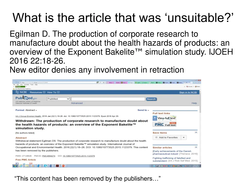 what is the article that was unsuitable