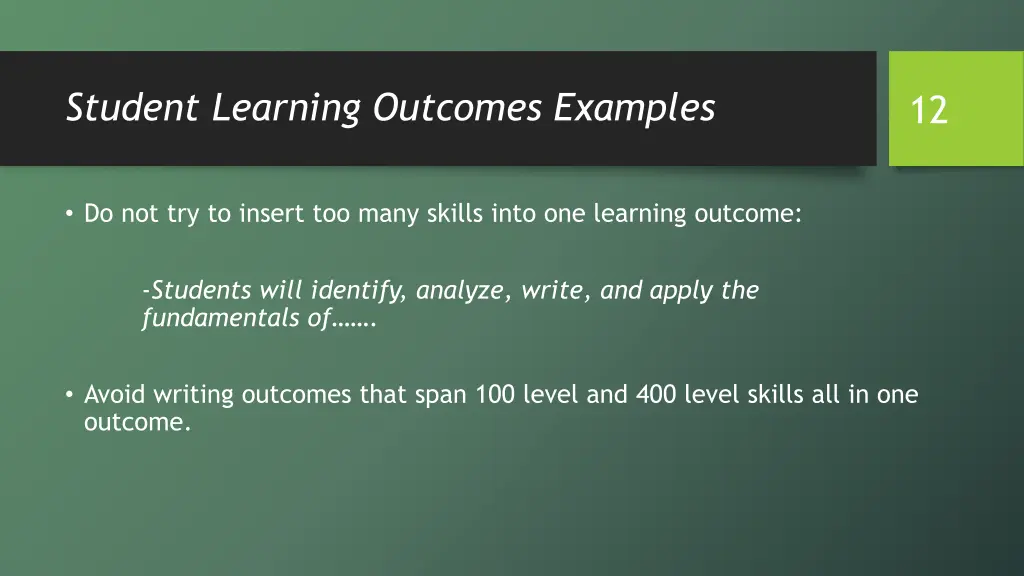 student learning outcomes examples