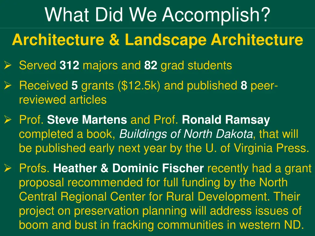 what did we accomplish architecture landscape