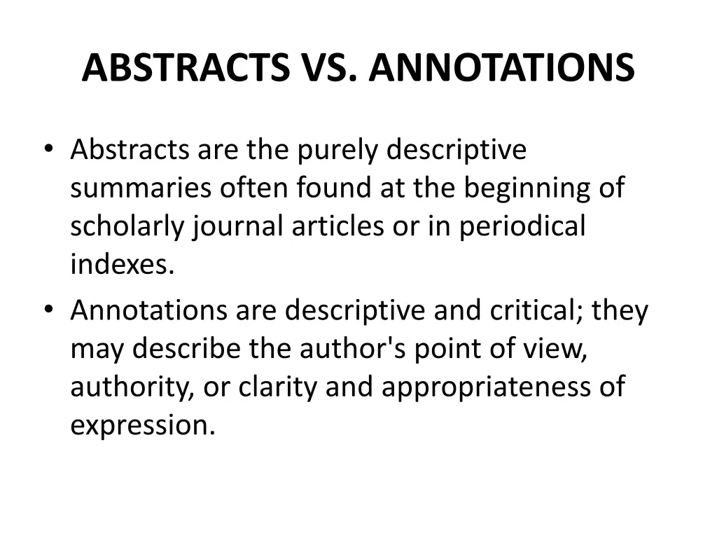 abstracts vs annotations