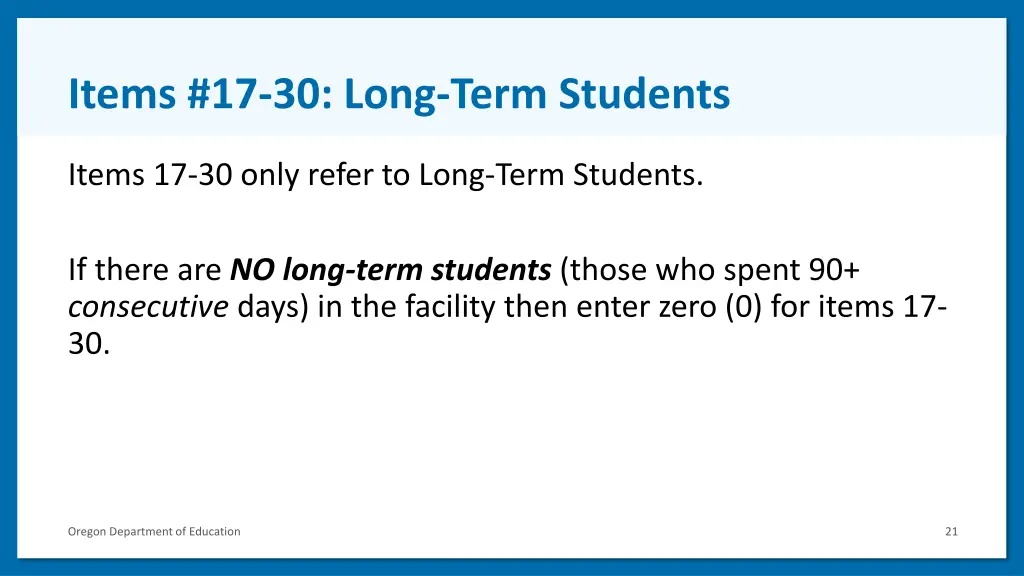 items 17 30 long term students