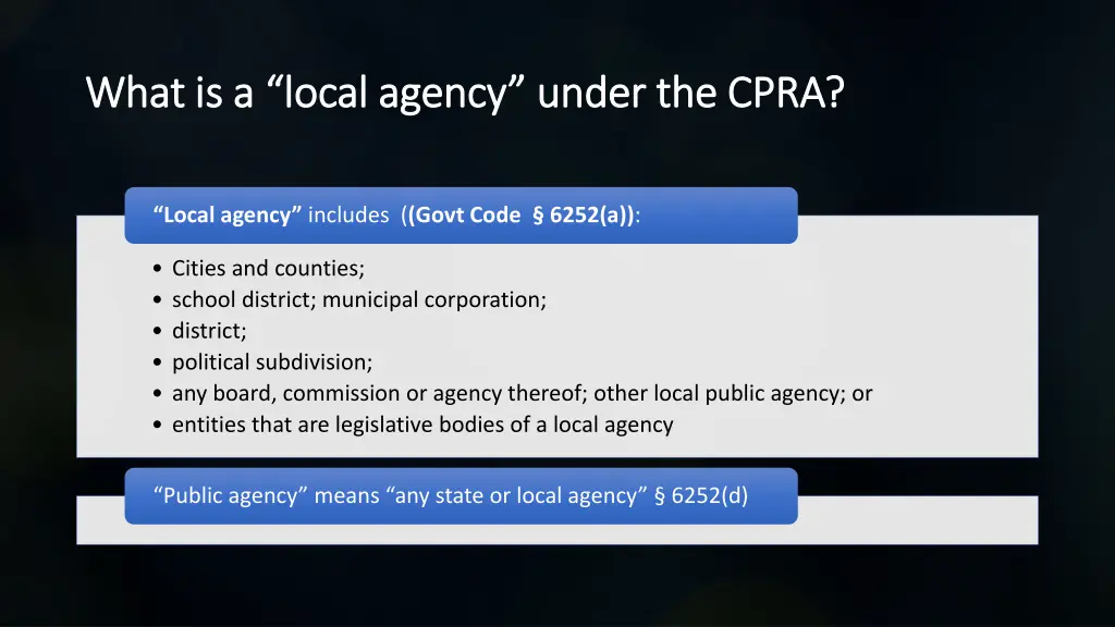 what is a local agency under the cpra what
