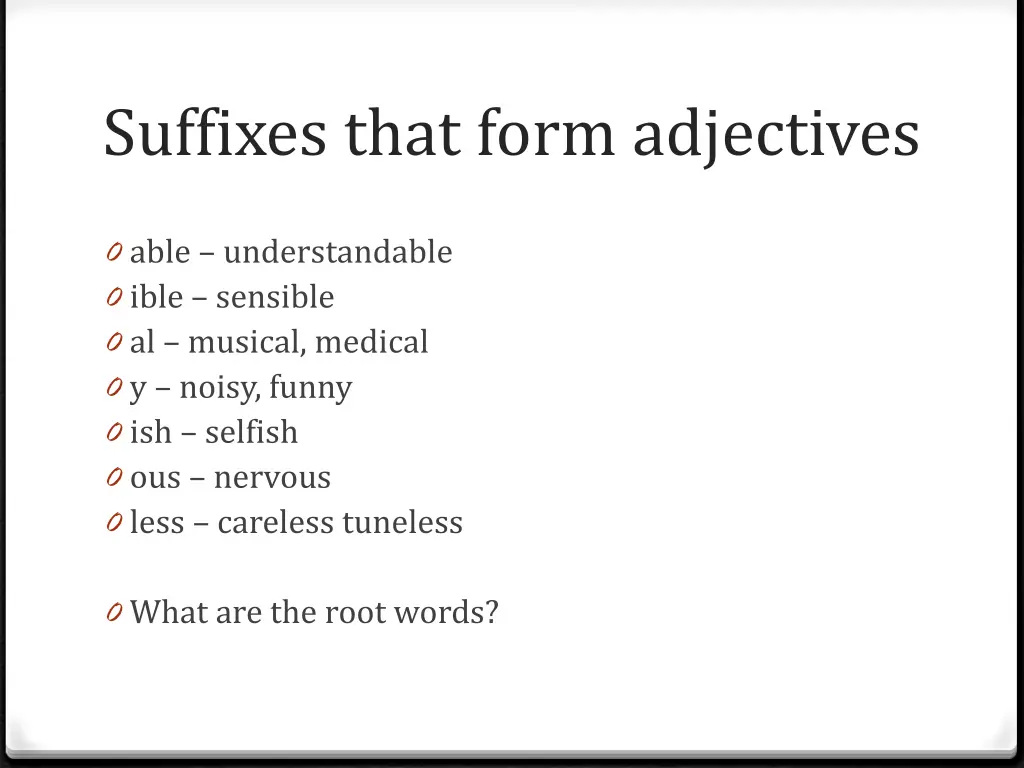 suffixes that form adjectives