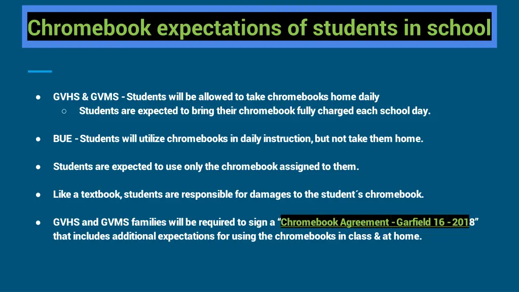 chromebook expectations of students in school
