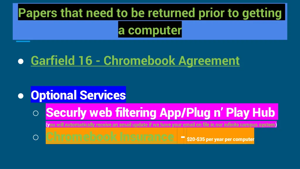 papers that need to be returned prior to getting