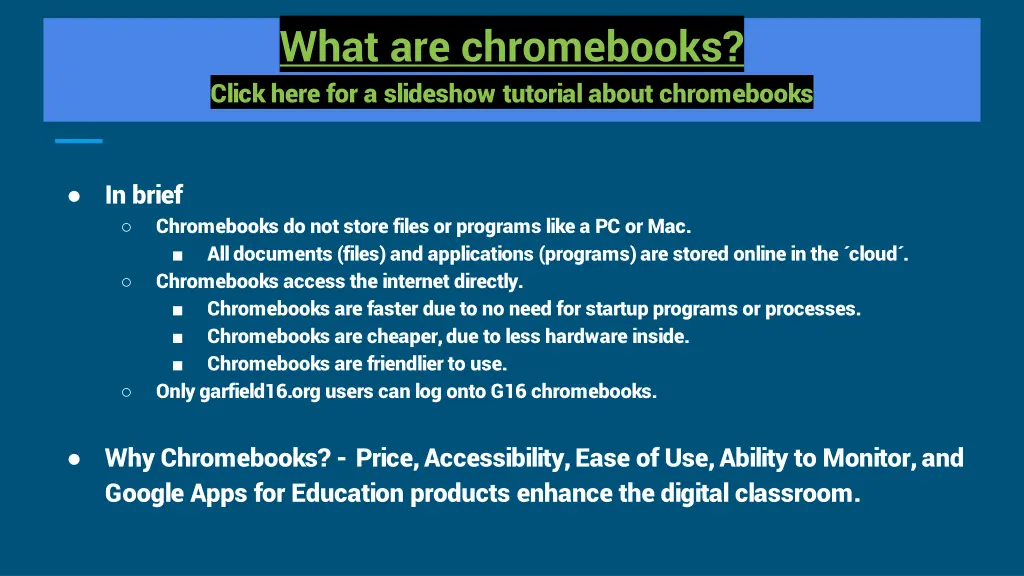 what are chromebooks click here for a slideshow