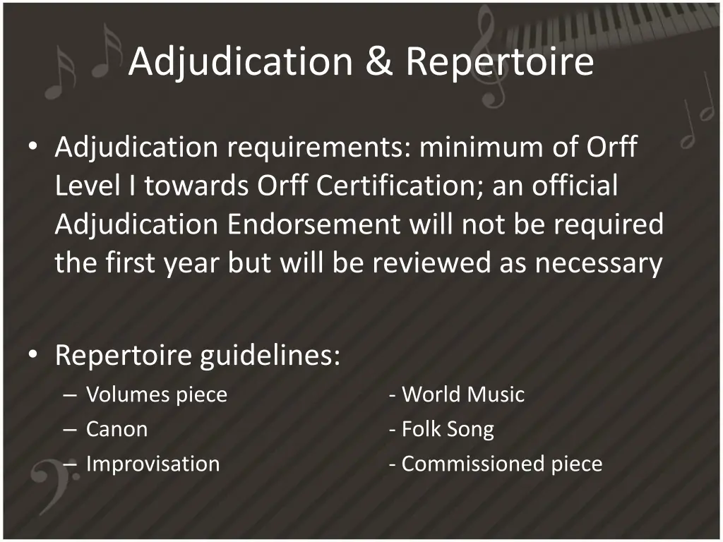 adjudication repertoire