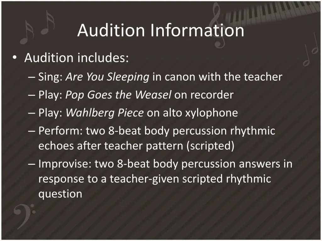 audition information