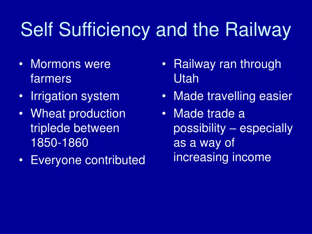 self sufficiency and the railway