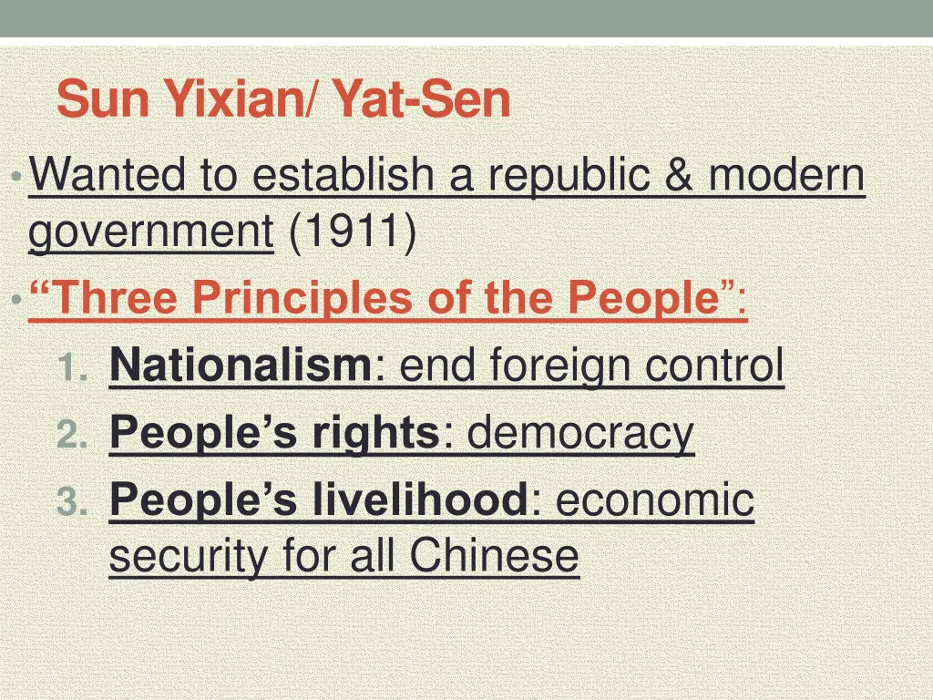 sun yixian yat sen wanted to establish a republic