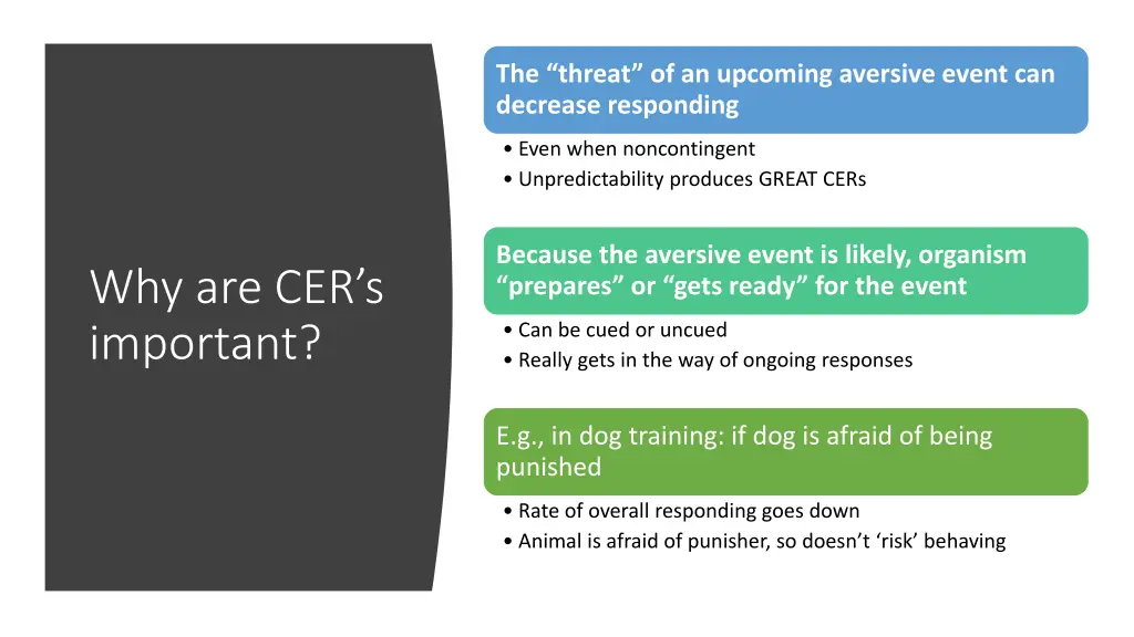 the threat of an upcoming aversive event