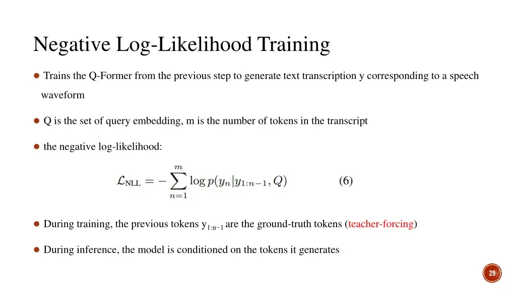 negative log likelihood training