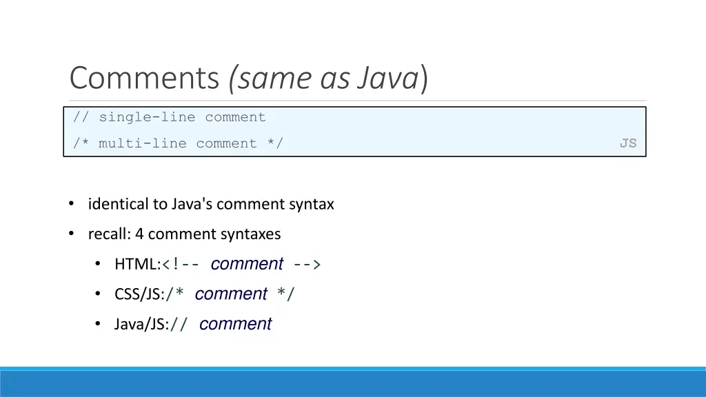 comments same as java