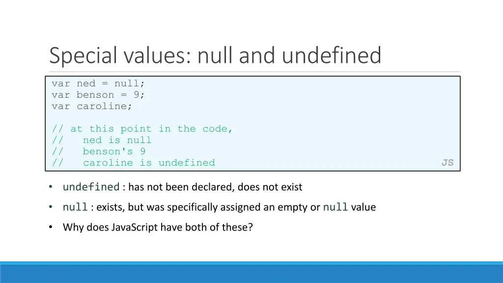 special values null and undefined
