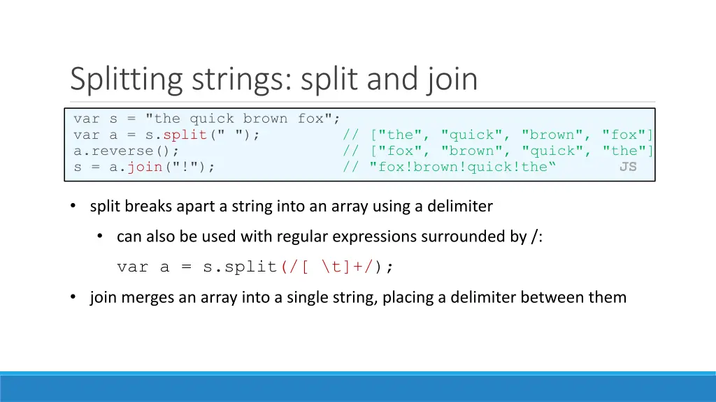 splitting strings split and join
