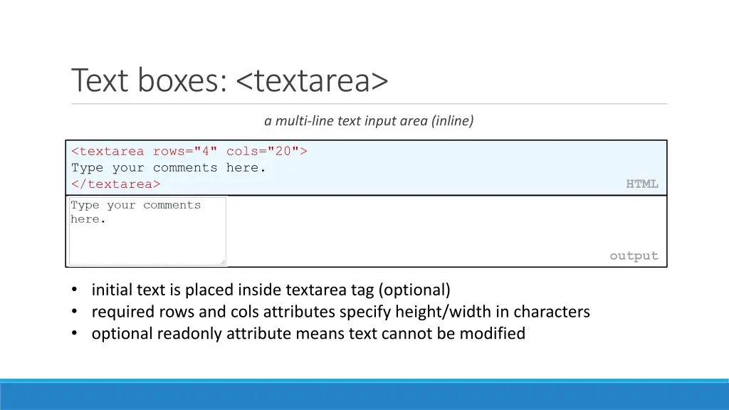 text boxes textarea