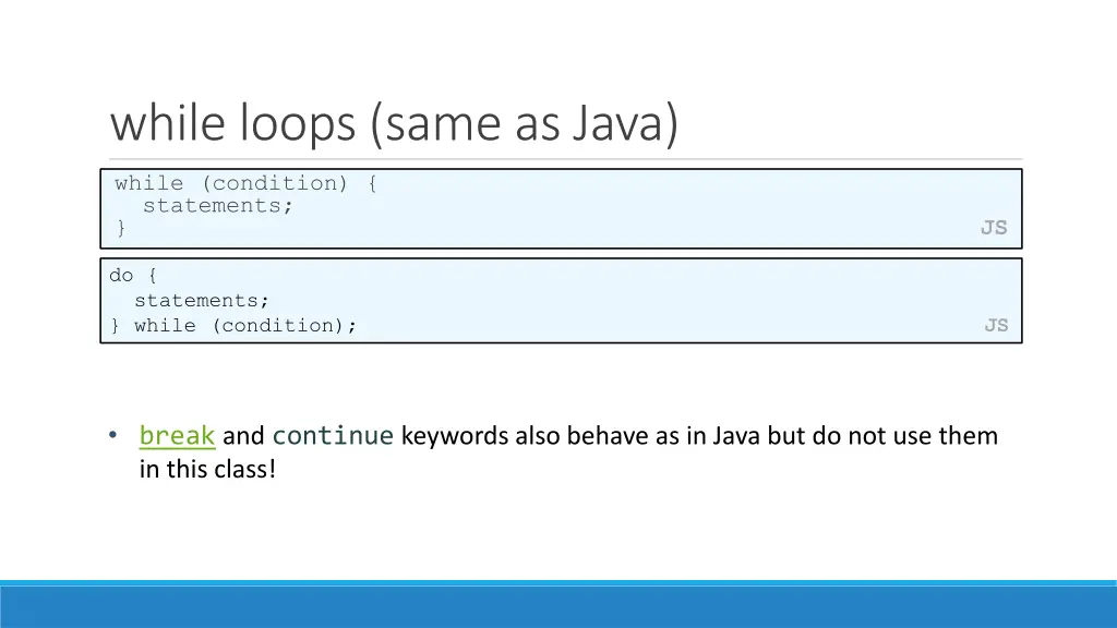 while loops same as java