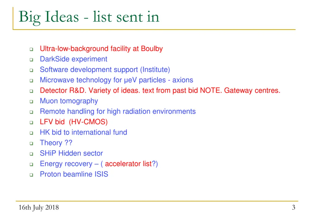 big ideas list sent in 1