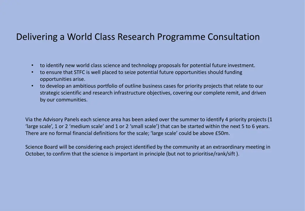 delivering a world class research programme