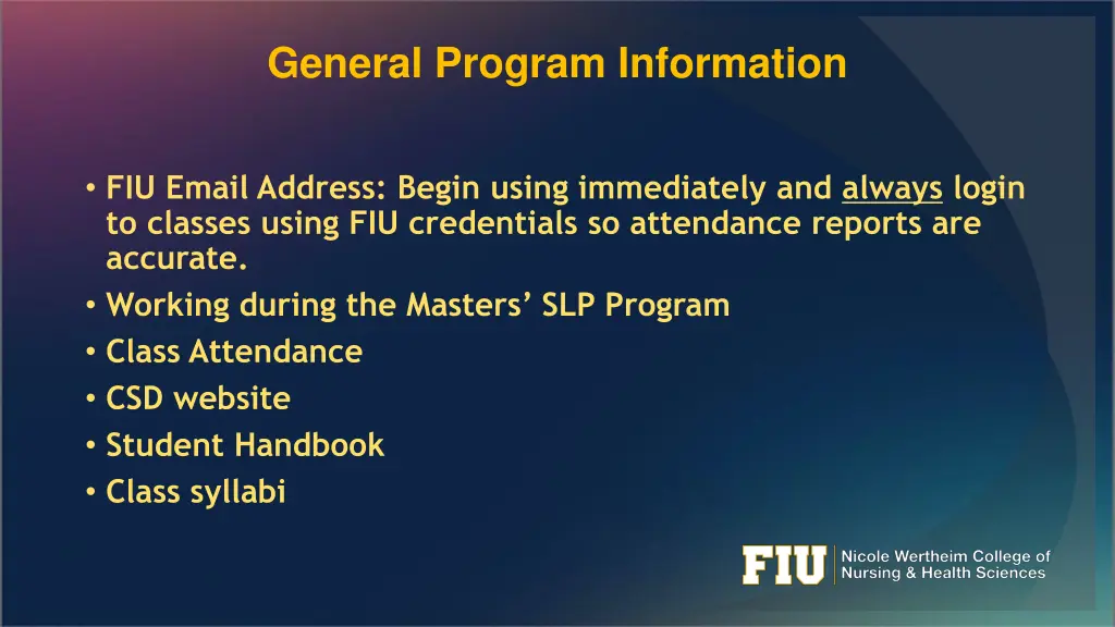general program information