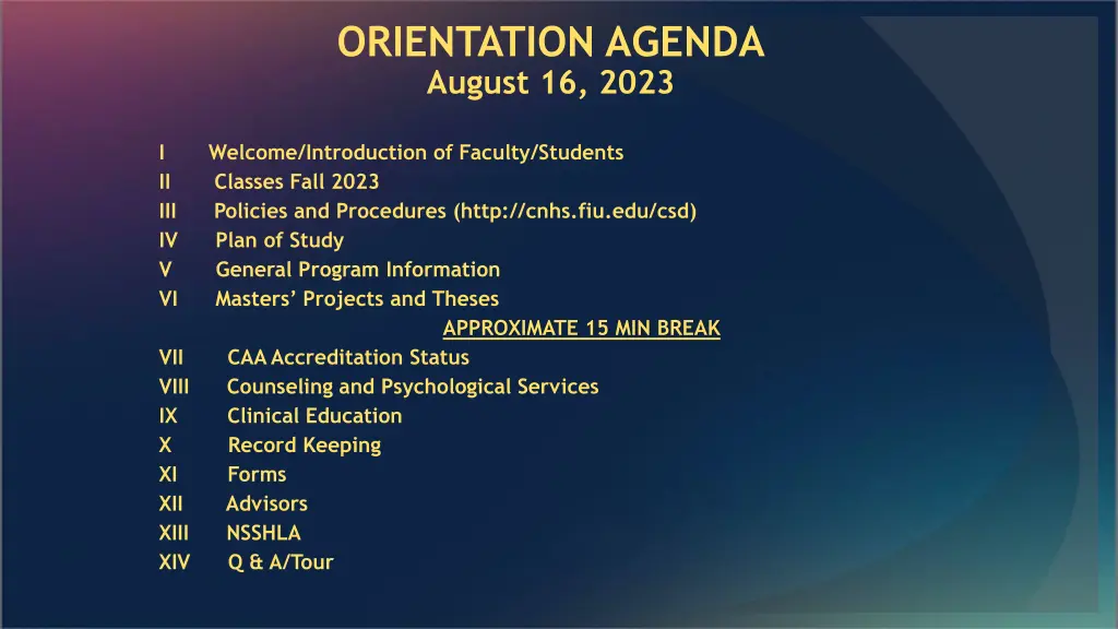 orientation agenda august 16 2023