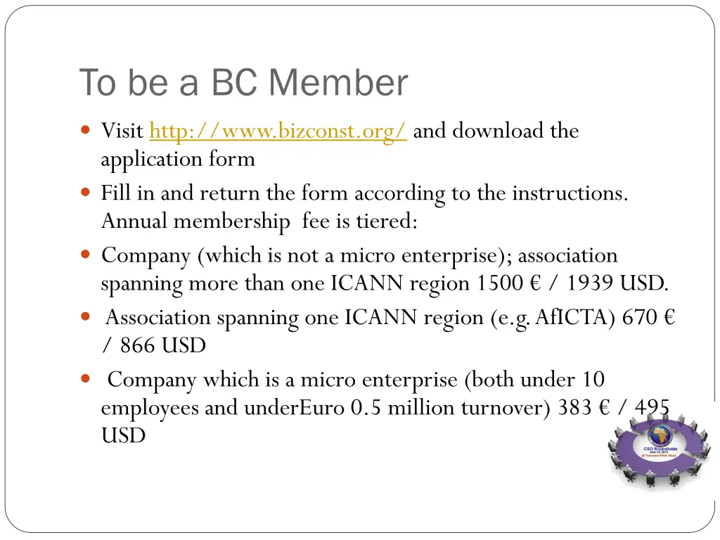 to be a bc member