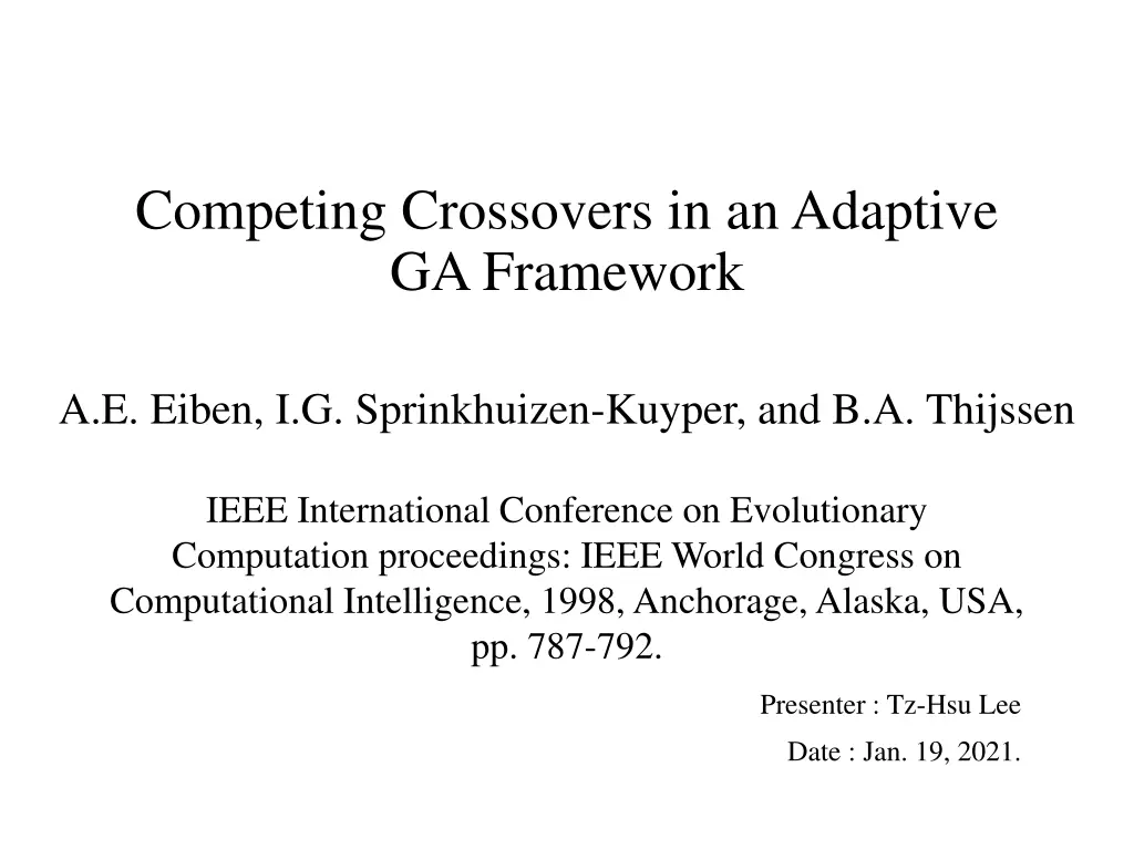 competing crossovers in an adaptive ga framework