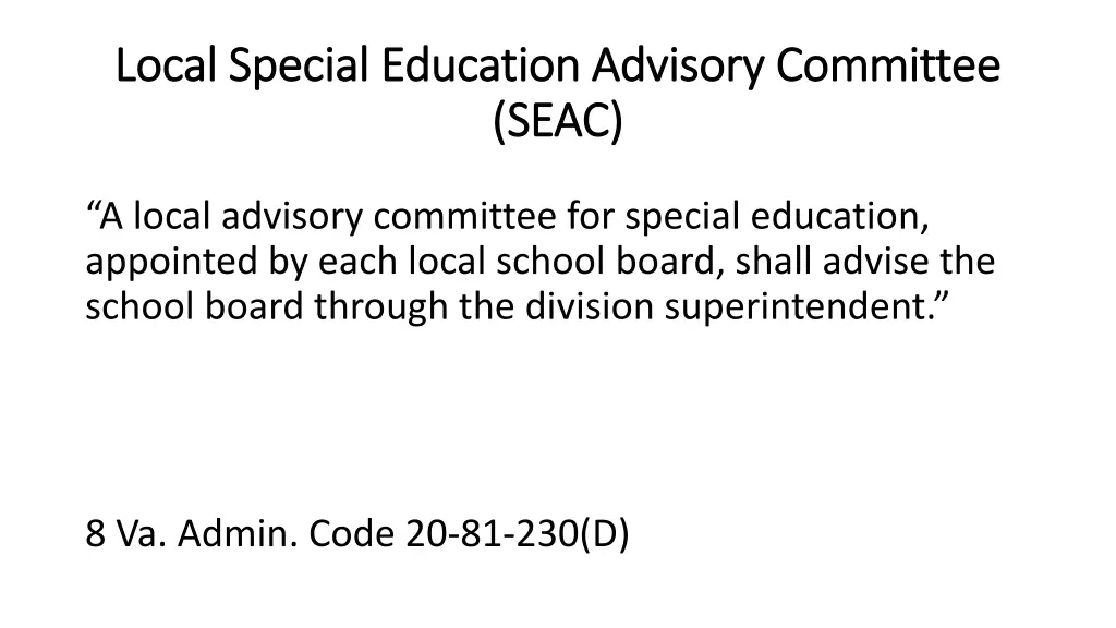 local special education advisory committee local