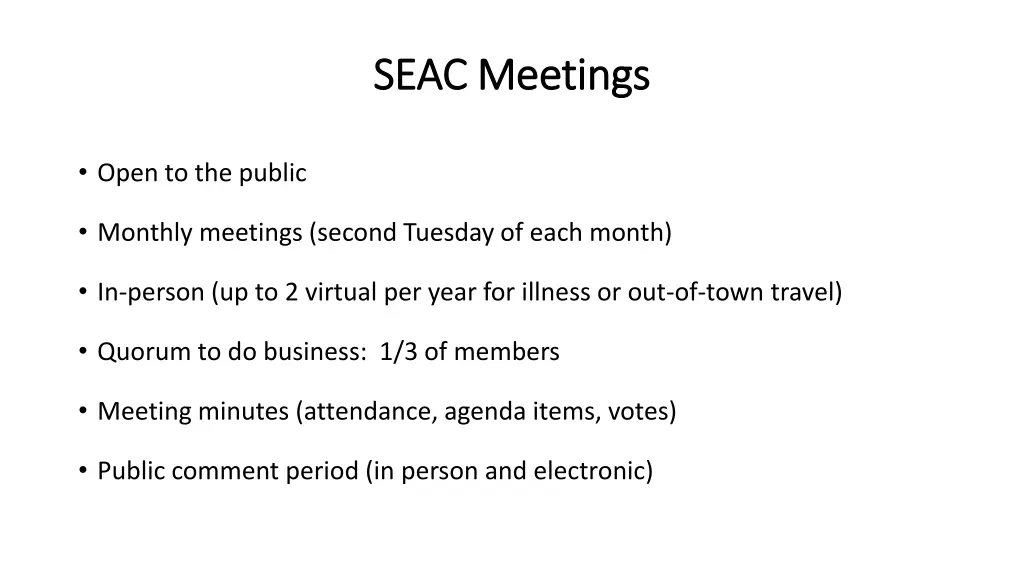 seac meetings seac meetings