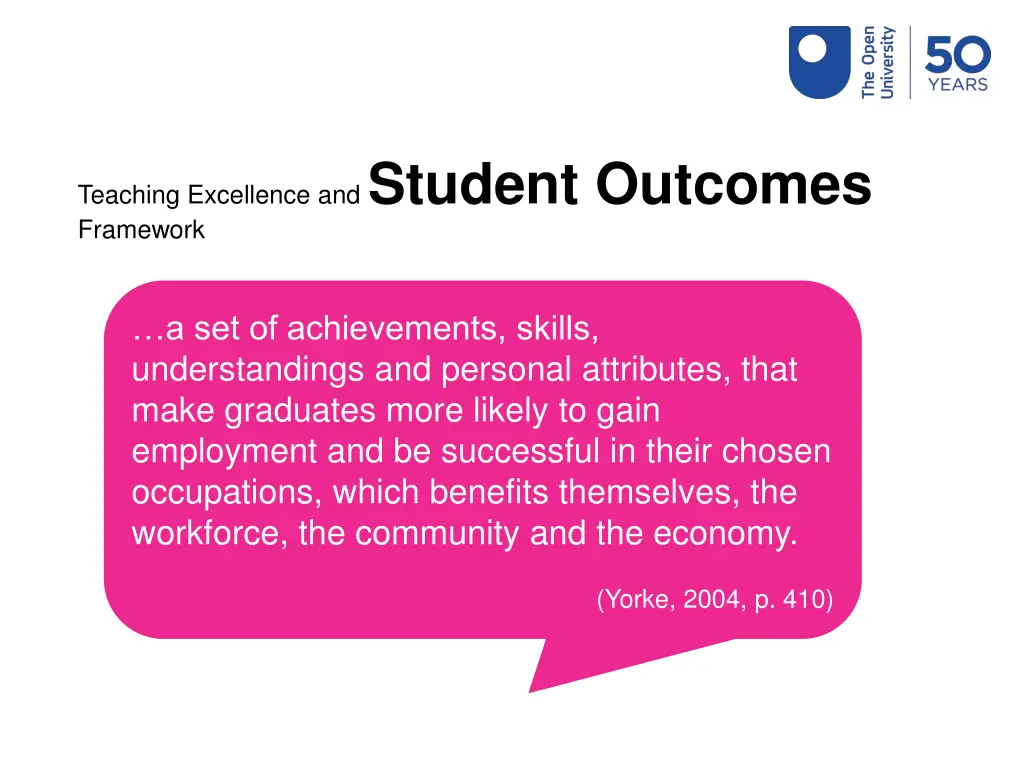 teaching excellence and student outcomes framework