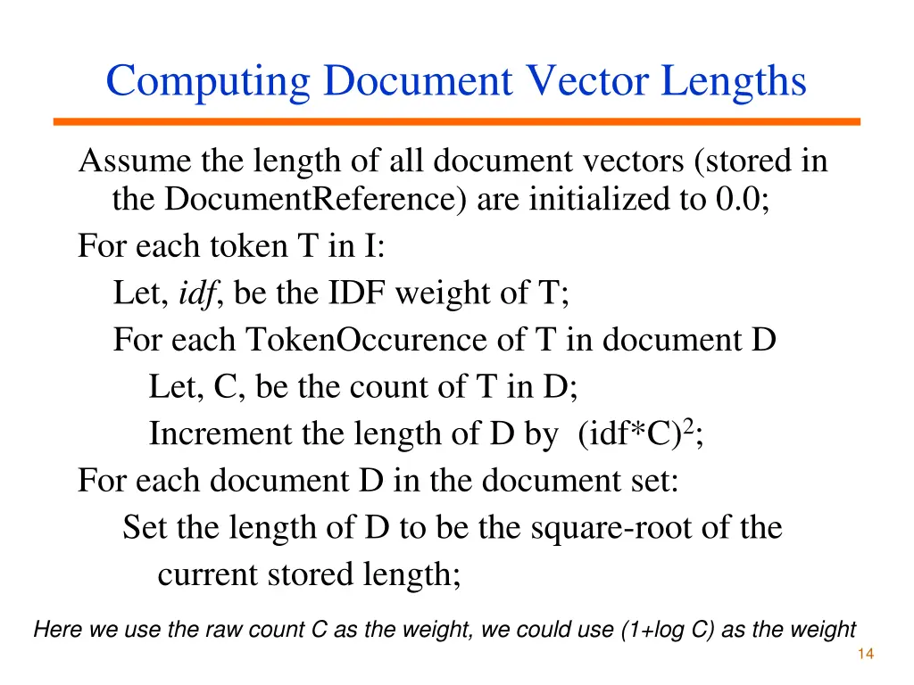 computing document vector lengths