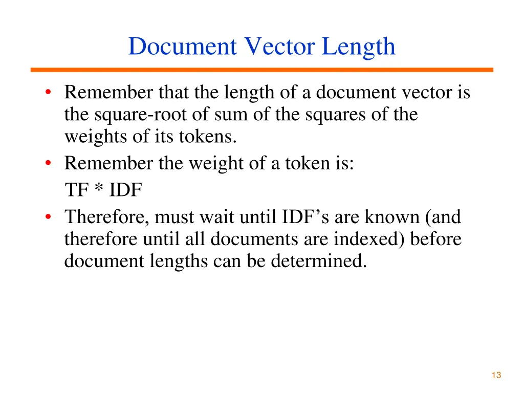 document vector length
