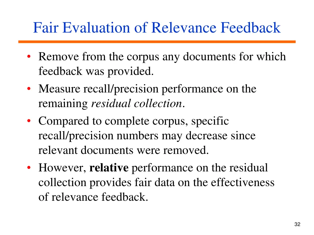 fair evaluation of relevance feedback