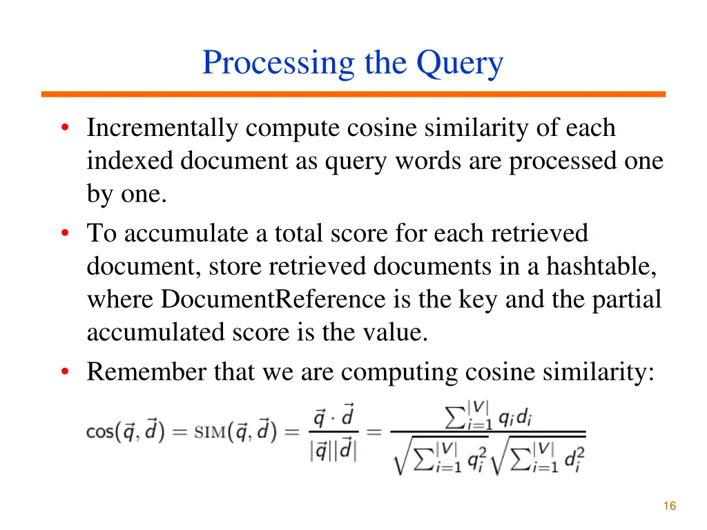 processing the query