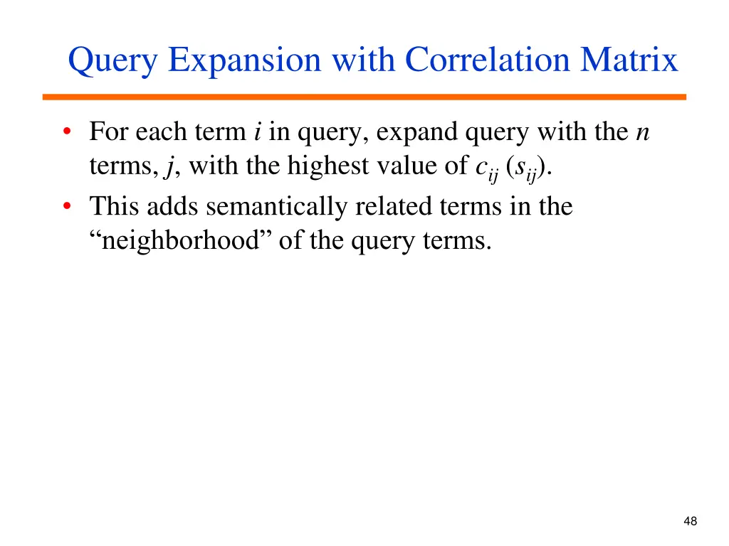query expansion with correlation matrix