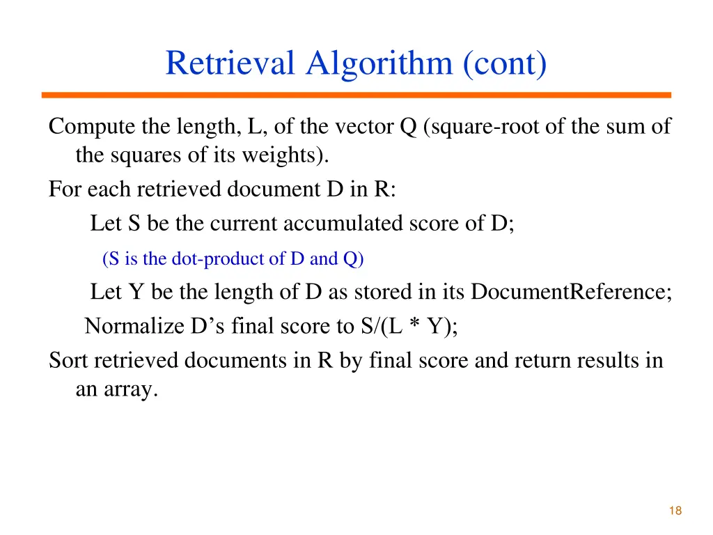 retrieval algorithm cont