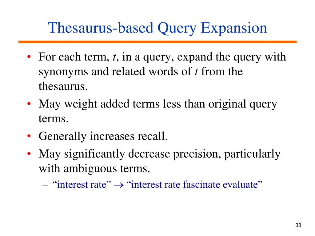 thesaurus based query expansion