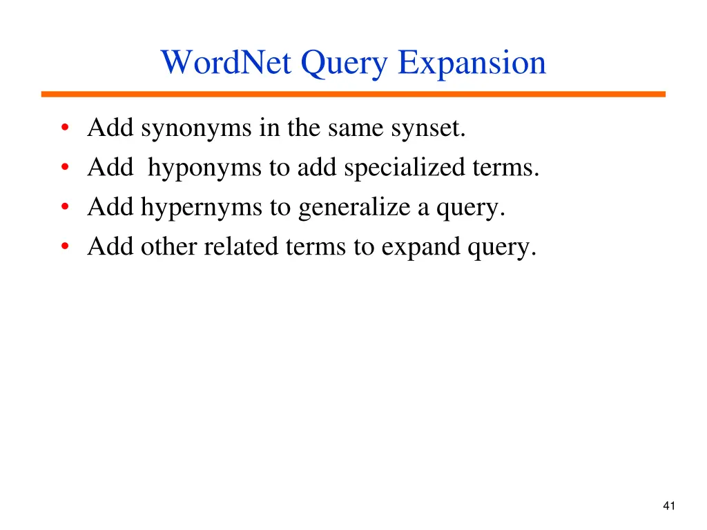 wordnet query expansion