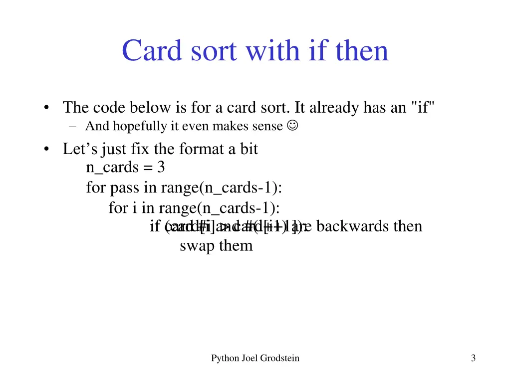 card sort with if then