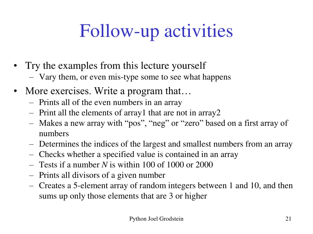 follow up activities