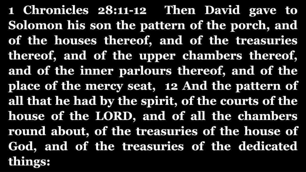 1 chronicles 28 11 12 then david gave to solomon