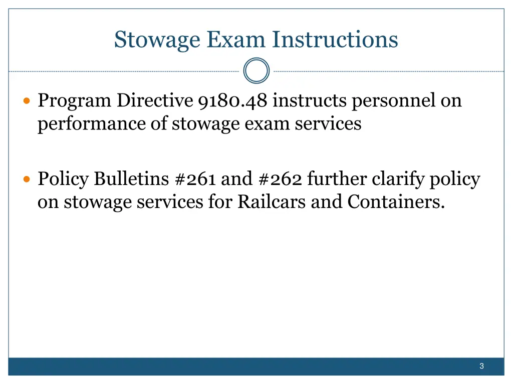 stowage exam instructions