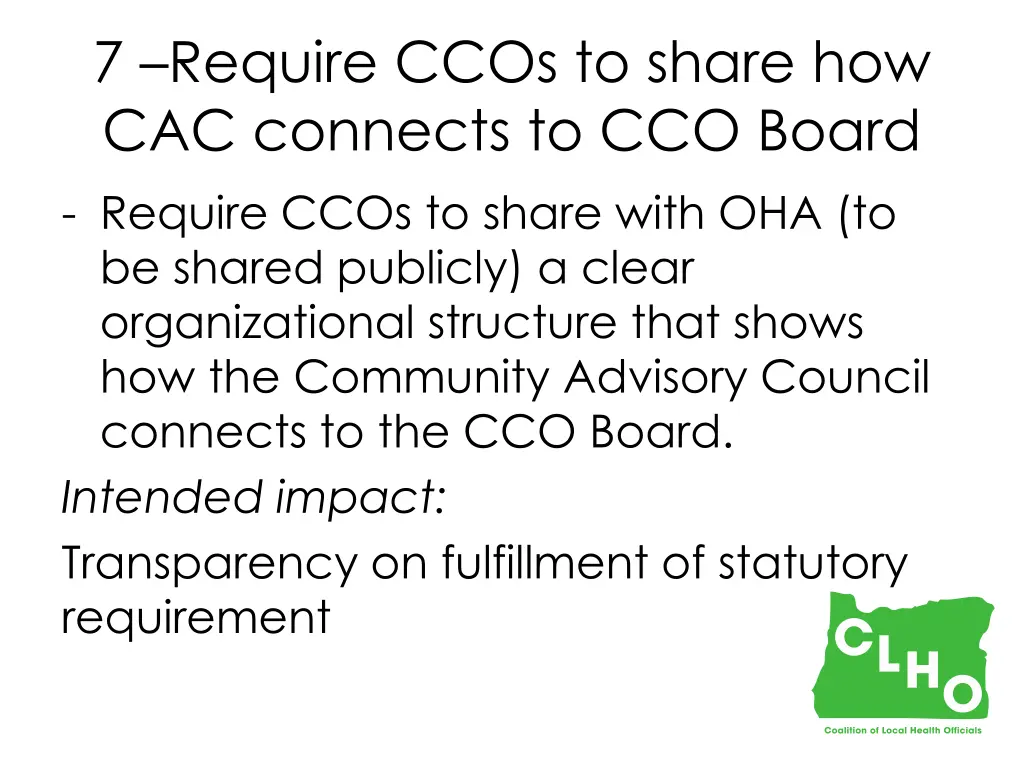 7 require ccos to share how cac connects
