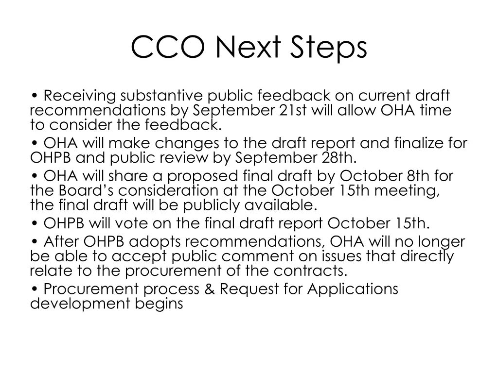 cco next steps